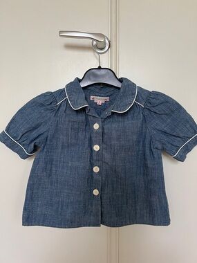 Bonpoint Blue Cotton Button Down Top/ Blouse